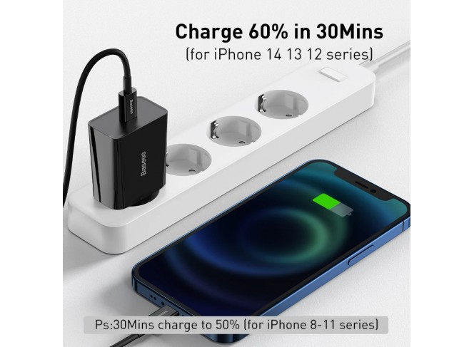 Carregador Parede Turbo 20w Usb-c Type C Speed Mini Baseus